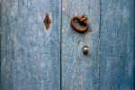 Oude blauwe deur