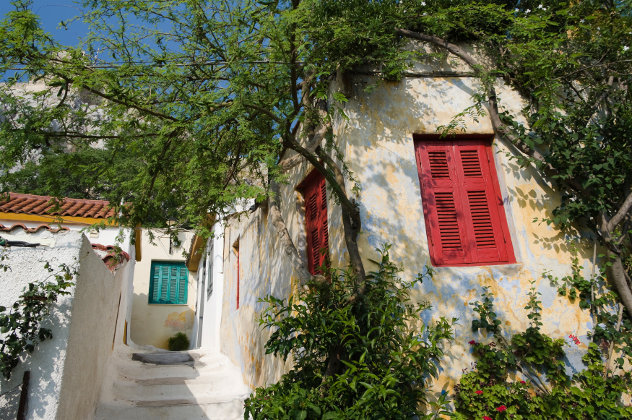 Het dorp Anafiotika in Griekenland