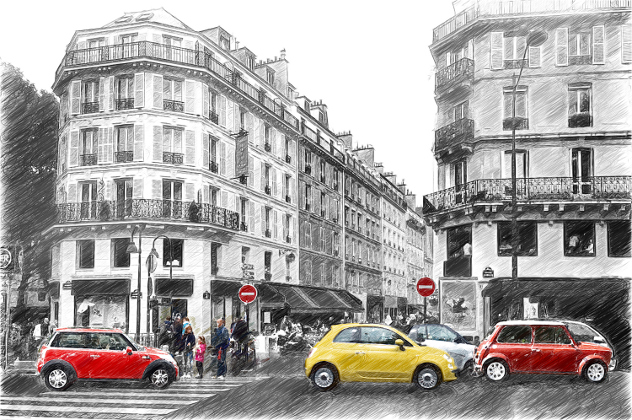 Straat met auto’s in Parijs