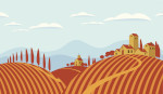 Grafische voorstelling Italiaans landschap